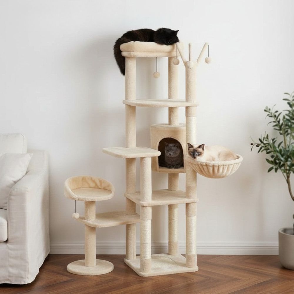 Arbre à Chat XXL Plateformes Larges et Stables 150cm