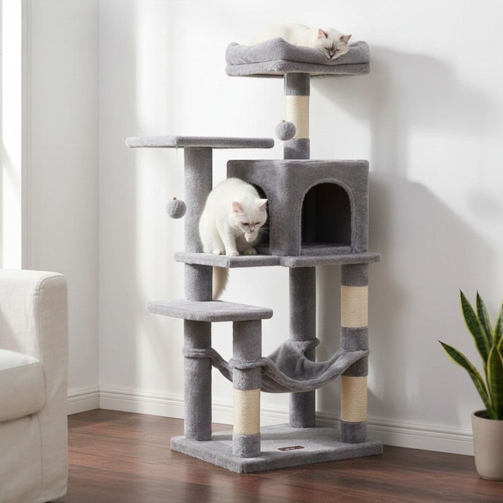 Arbre à Chat Blanc au Design Minimaliste 110cm
