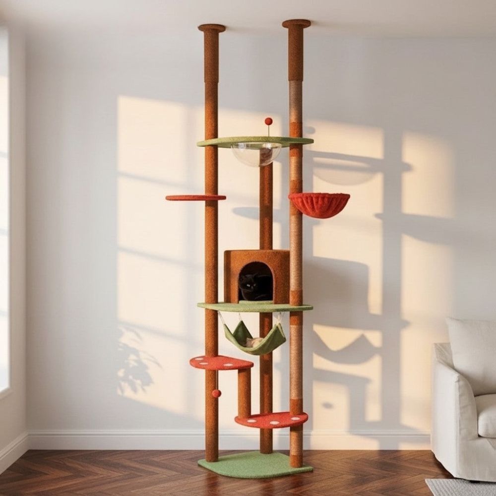 Arbre à Chat Sol-Plafond Beige Discret 258cm