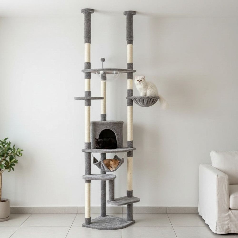 Arbre à Chat Plancher au Plafond Multi-Teintes 258cm