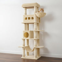 Arbre à Chat Beige avec Hamac Suspendu 170cm