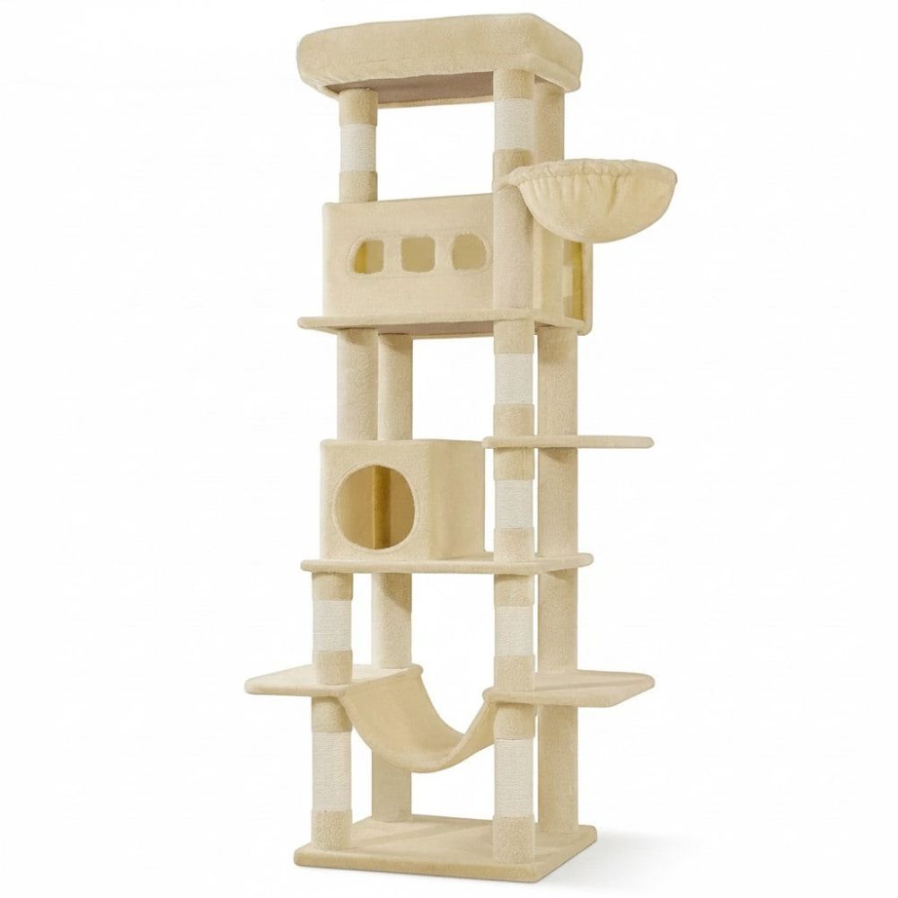 Arbre à Chat Beige avec Hamac Suspendu 170cm