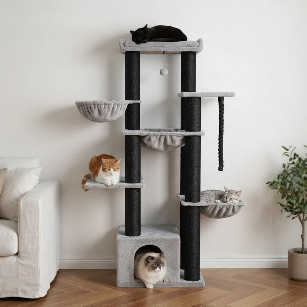 Arbre à Chat Beige XXL Grande Hauteur 170cm