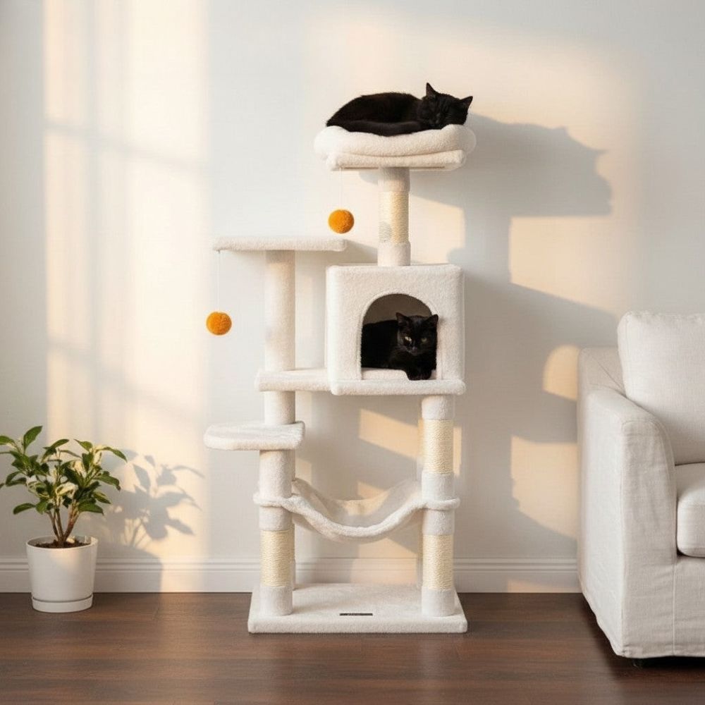 Arbre à Chat Blanc au Design Minimaliste 110cm