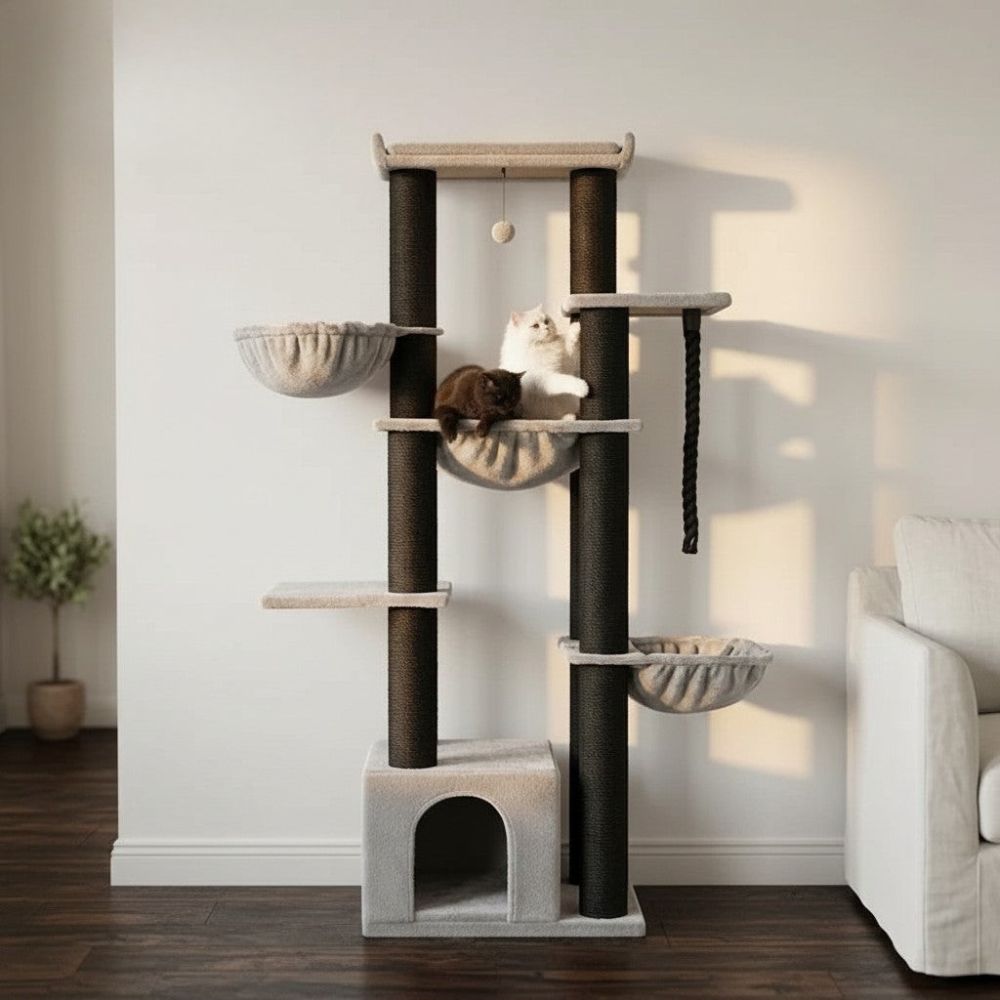 Arbre à Chat Beige XXL Grande Hauteur 170cm