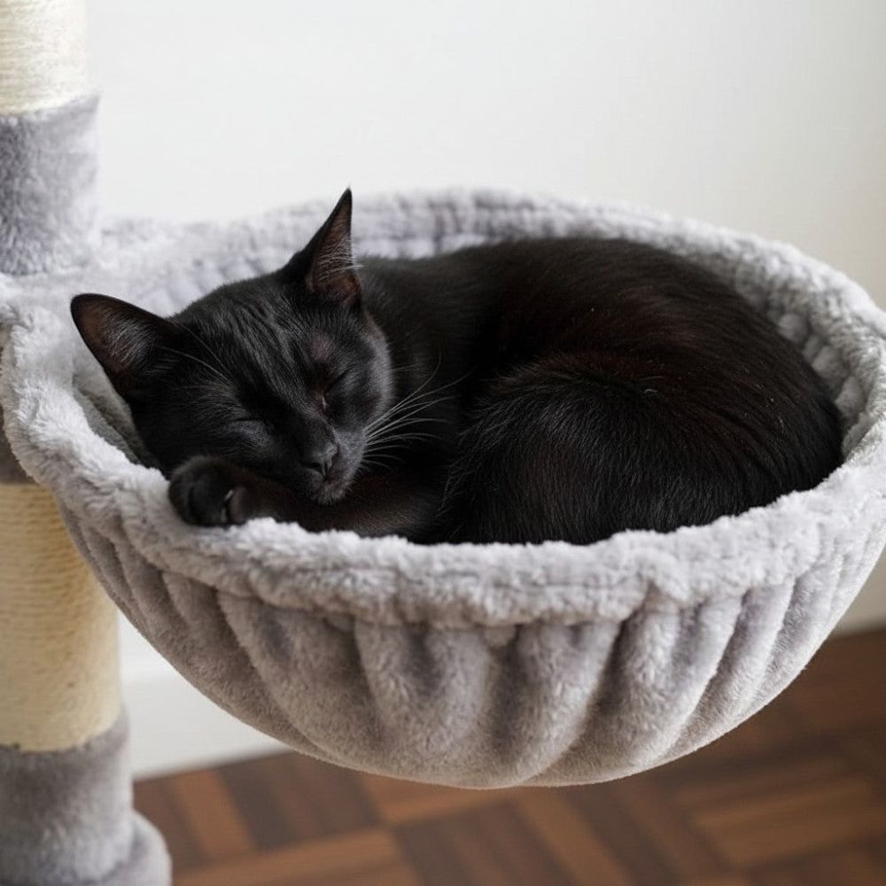 Arbre à Chat Beige XXL Base Généreuse pour Gros Chat