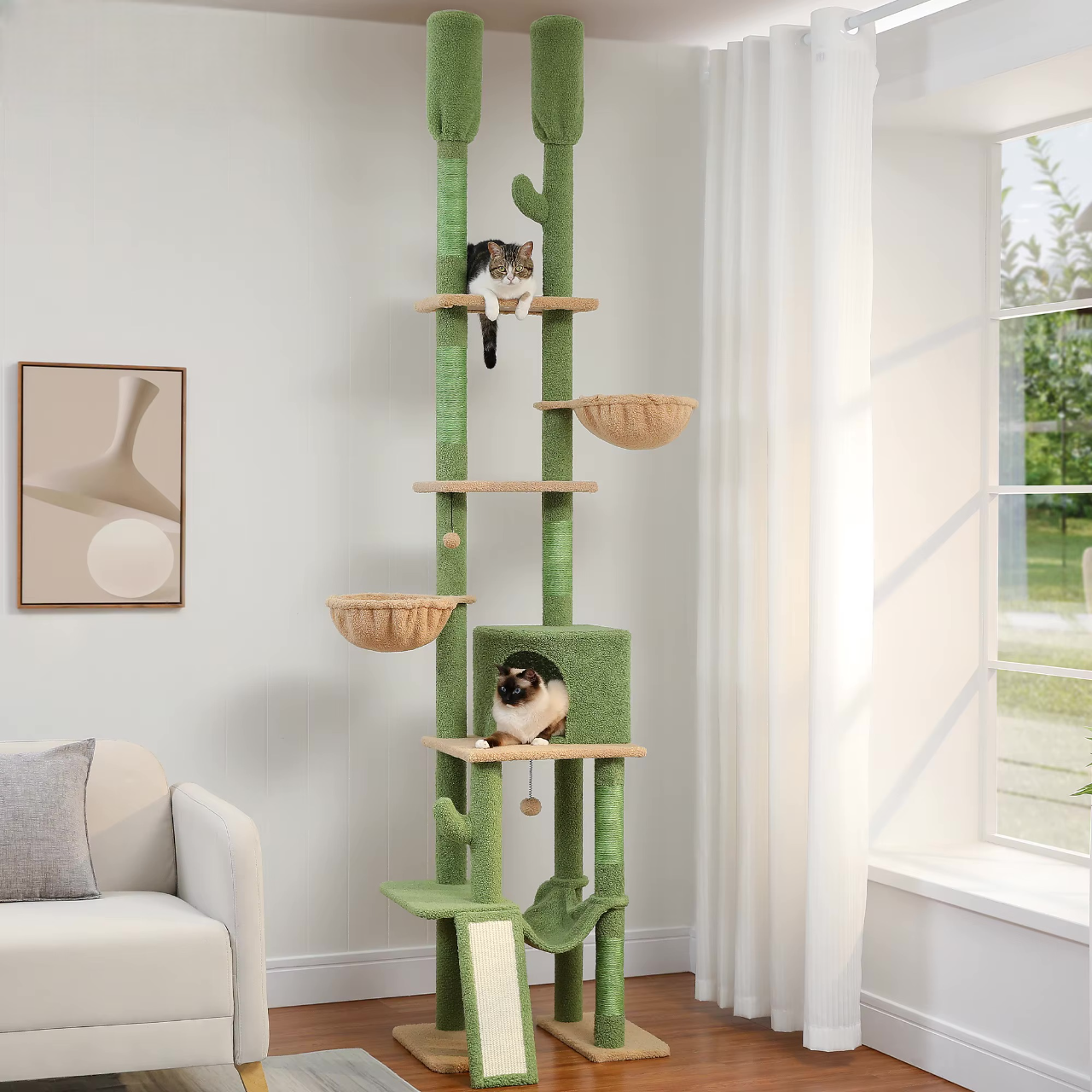 Arbre à chat Cactus avec 2 poteaux - Mon Chat Perché