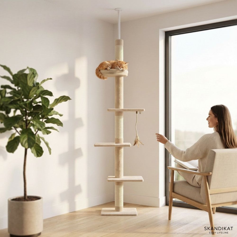 Arbre à Chat à Fixer au Plafond Réglable 273cm