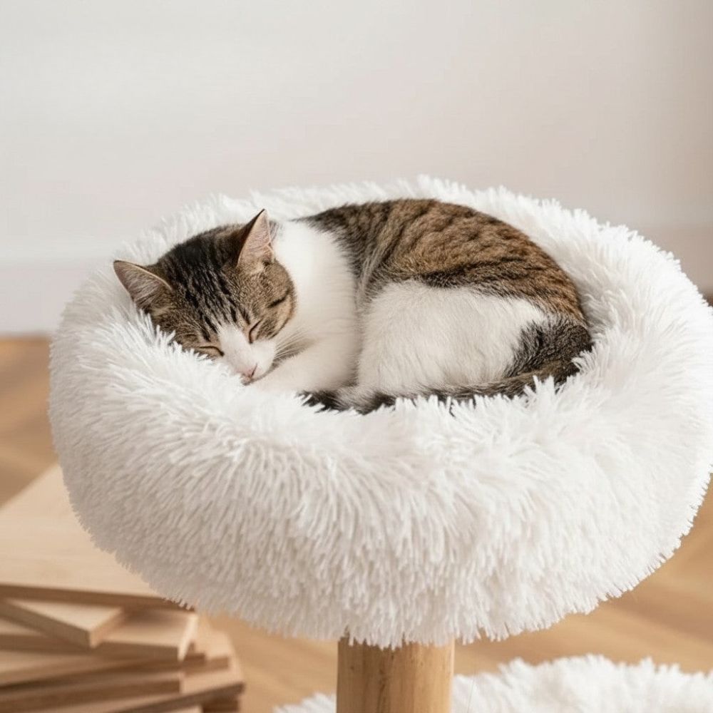 Arbre à Chat avec Branche en Bois Massif 124cm