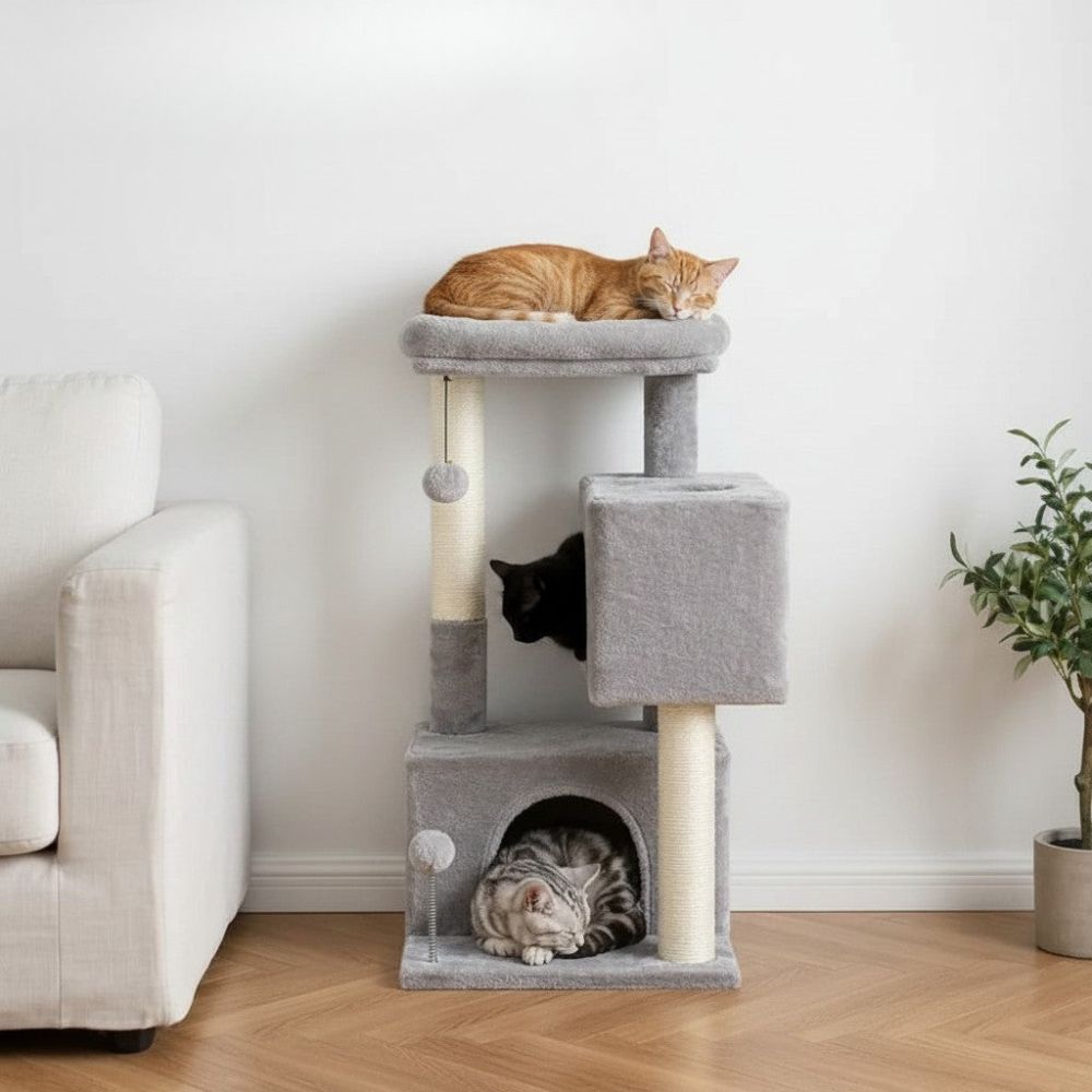 Arbre à Chat avec Cabane Maison Petit Espace 80cm