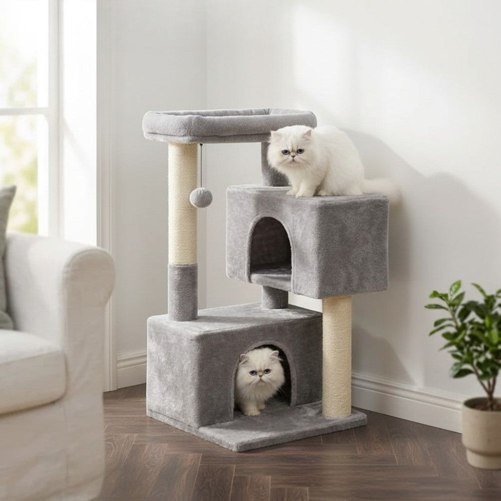 Arbre à Chat avec Cabane Maison Petit Espace 80cm