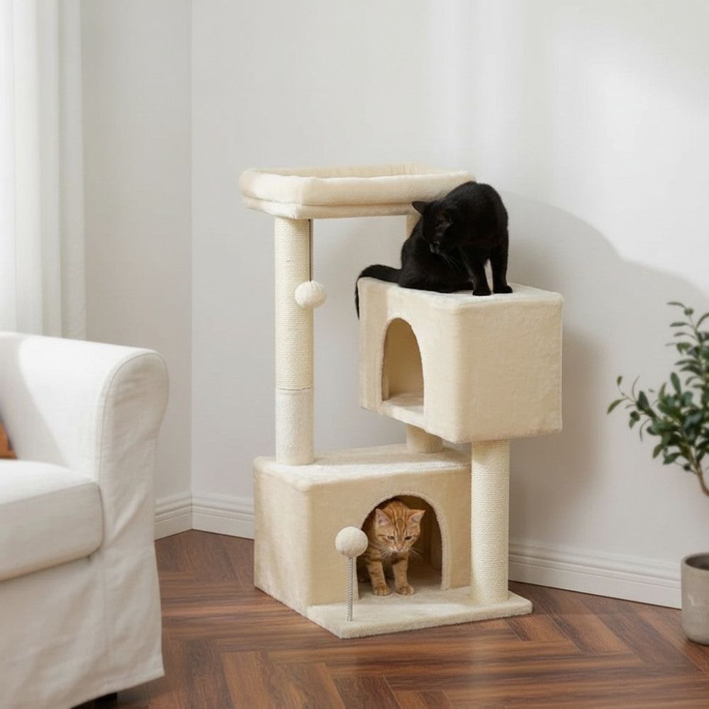 Arbre à Chat avec Cabane Maison Petit Espace 80cm