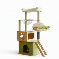 Arbre à Chat avec Caisse en Bois Vert 108cm