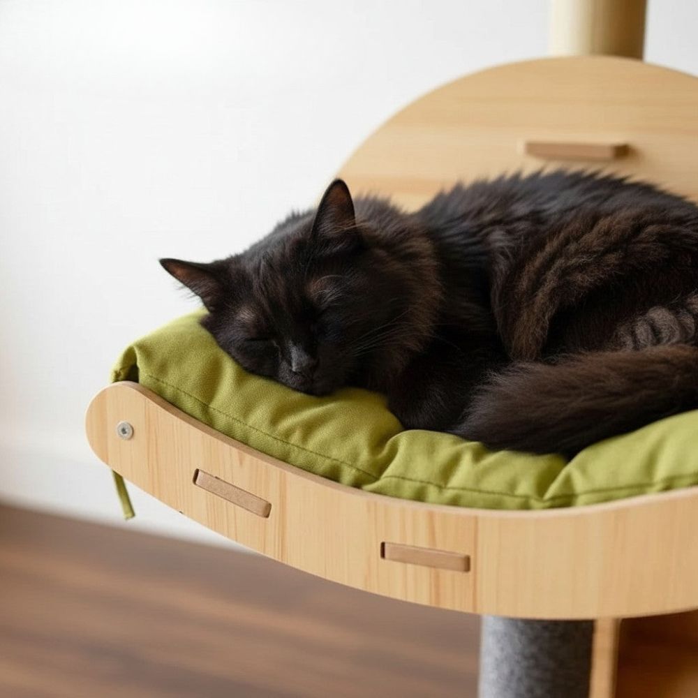 Arbre à Chat avec Caisse en Bois Vert 108cm