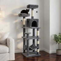 Arbre à Chat avec Hamac Suspendu Gris Foncé 154cm