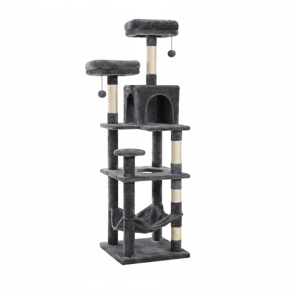 Arbre à Chat avec Hamac Suspendu Gris Foncé 154cm