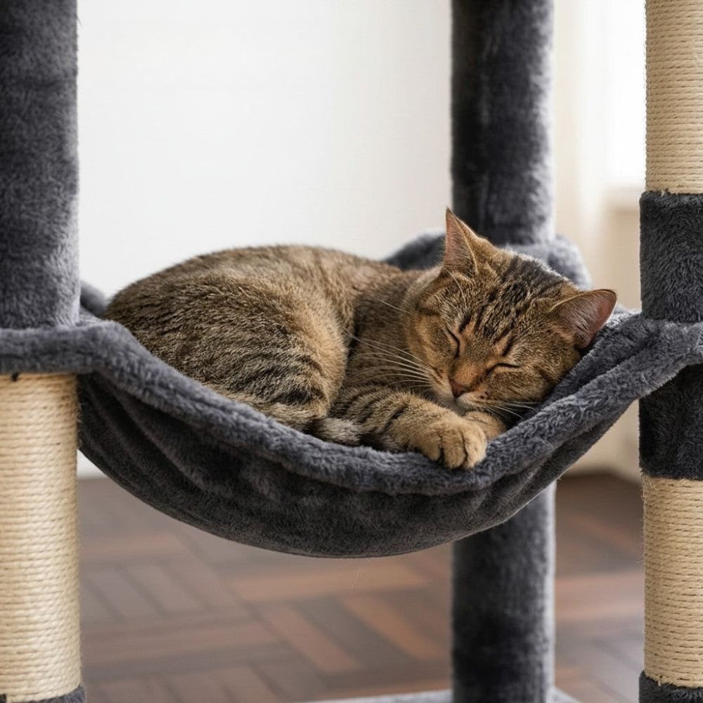 Arbre à Chat avec Hamac Suspendu Gris Foncé 154cm