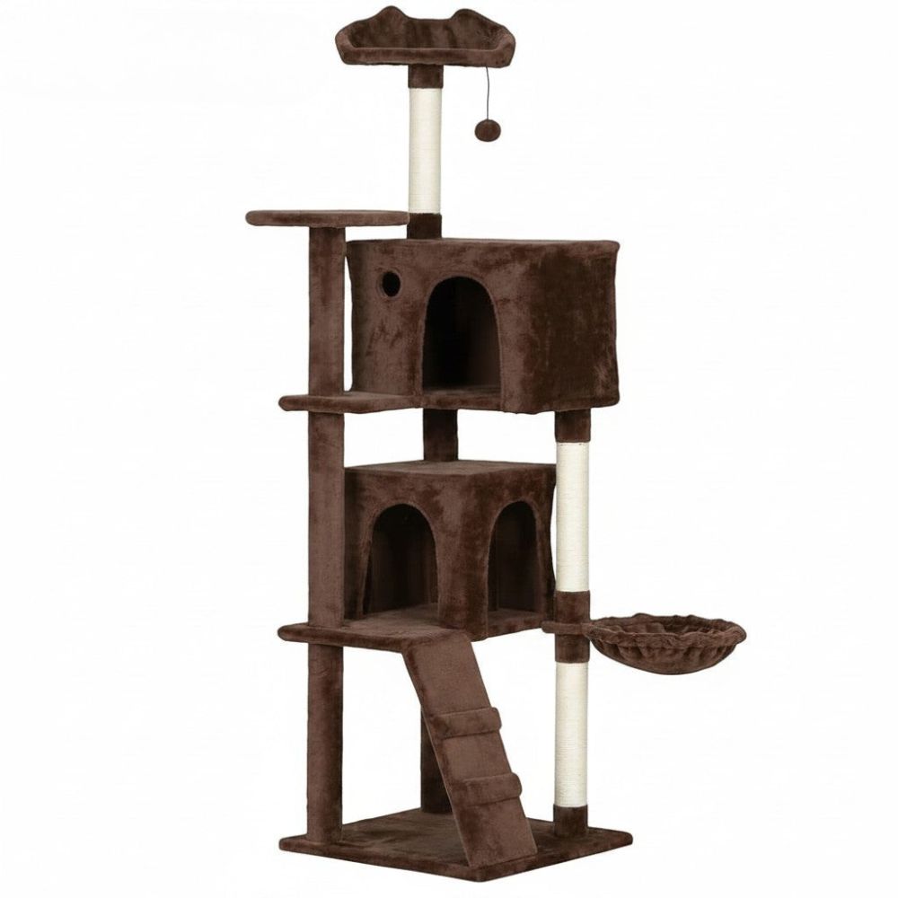 Arbre à Chat Beige avec Escalier Intégré 140cm