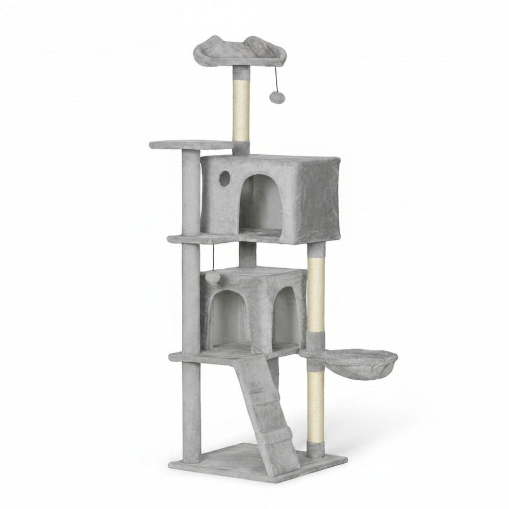 Arbre à Chat Beige avec Escalier Intégré 140cm