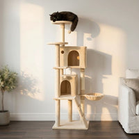 Arbre à Chat Beige avec Escalier Intégré 140cm