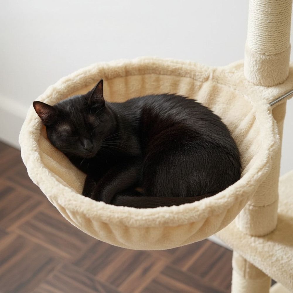 Arbre à Chat Beige avec Escalier Intégré 140cm