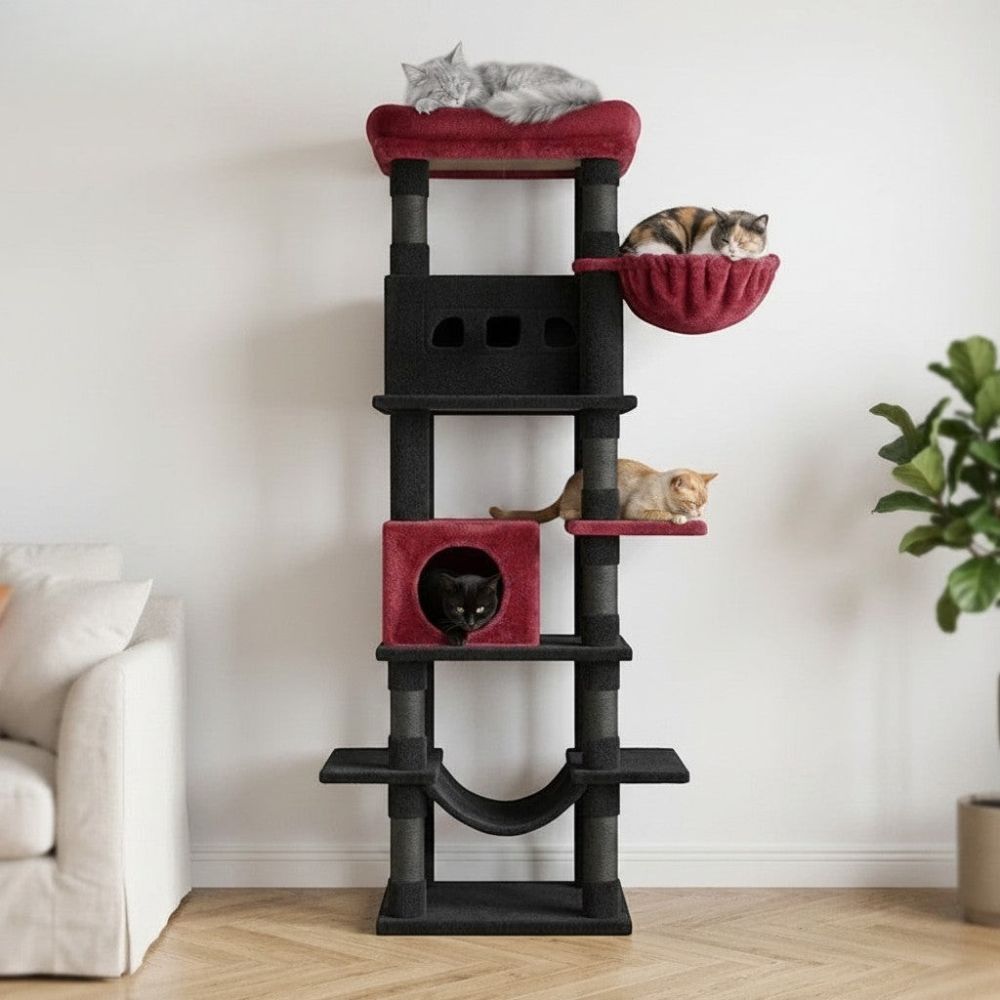 Arbre à Chat Beige avec Hamac Suspendu 170cm