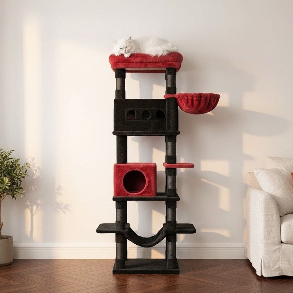 Arbre à Chat Beige avec Hamac Suspendu 170cm