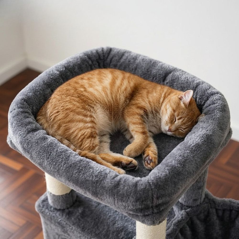 Arbre à Chat Beige avec Hamac Suspendu 170cm
