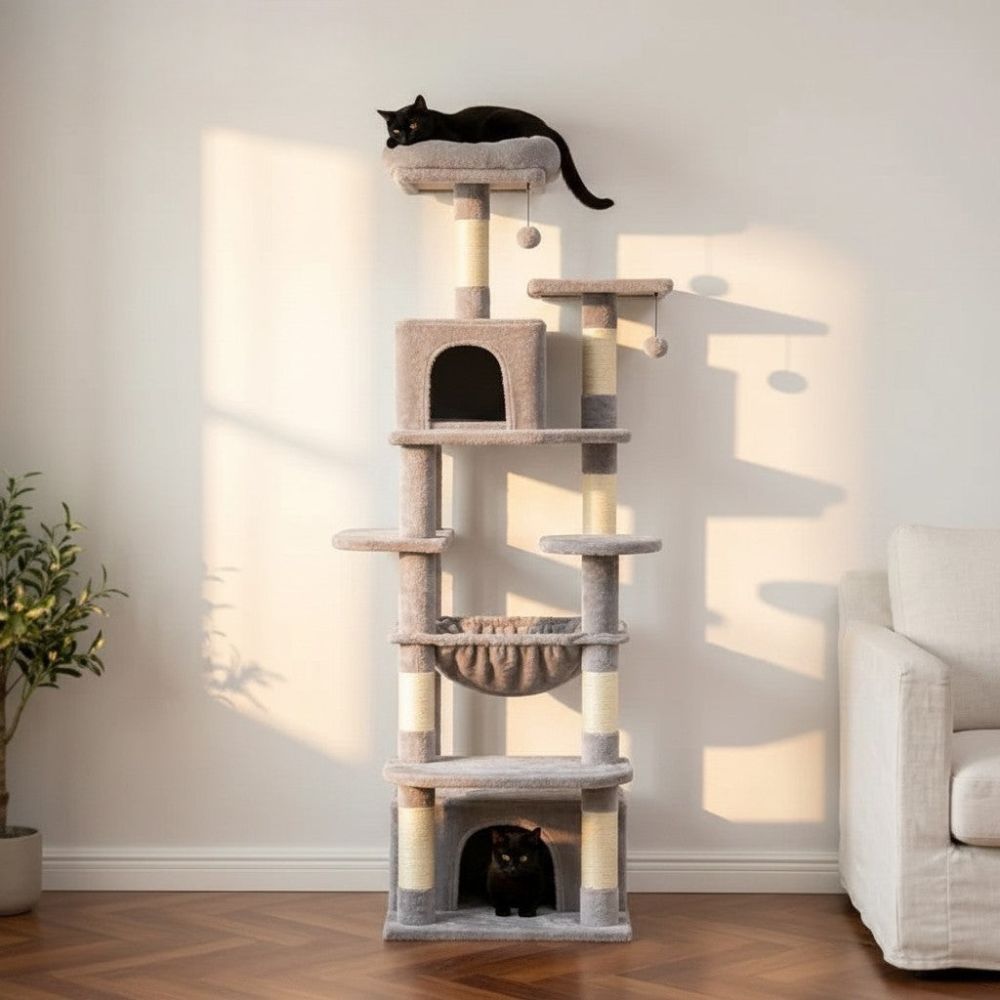 Arbre à Chat Beige avec Trou de Passage 164cm