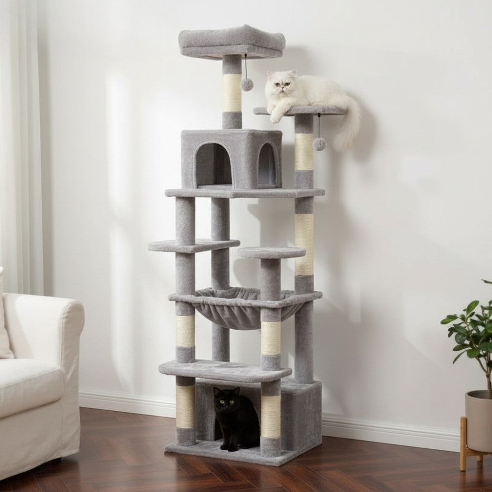 Arbre à Chat Beige avec Trou de Passage 164cm