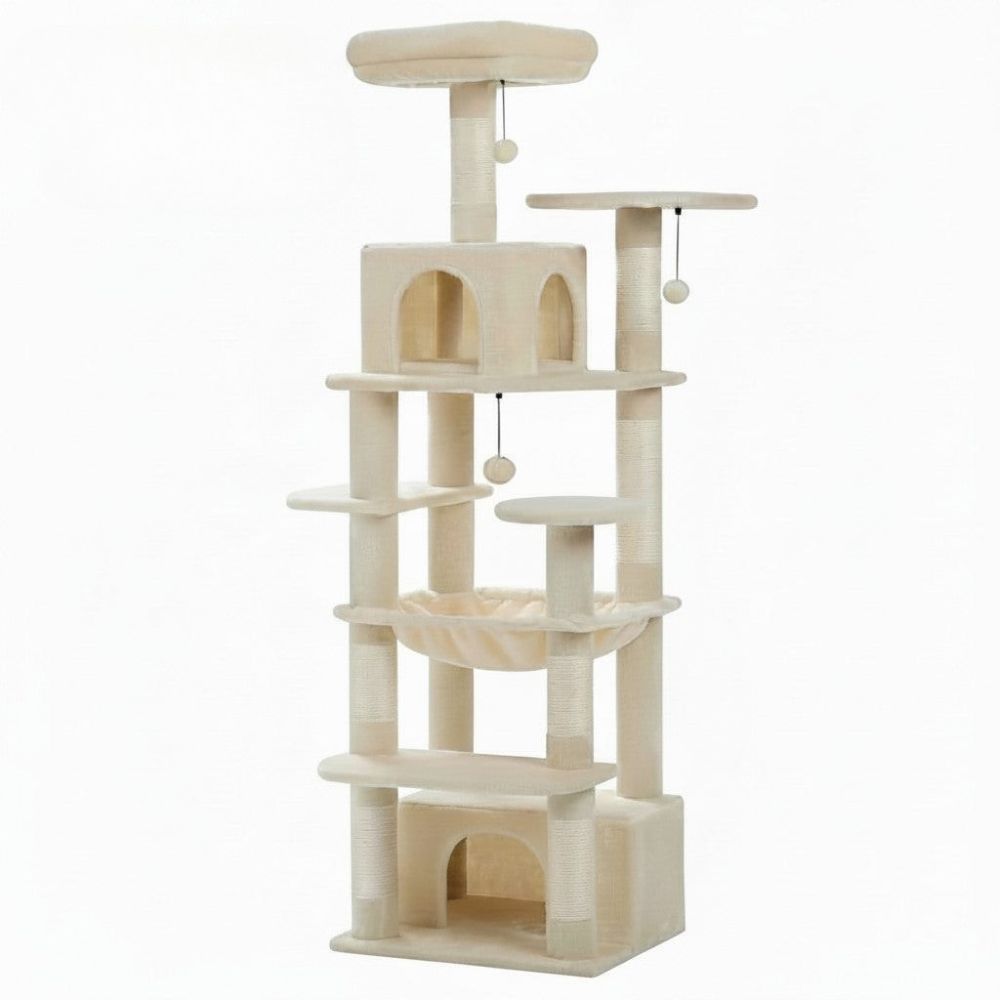 Arbre à Chat Beige avec Trou de Passage 164cm