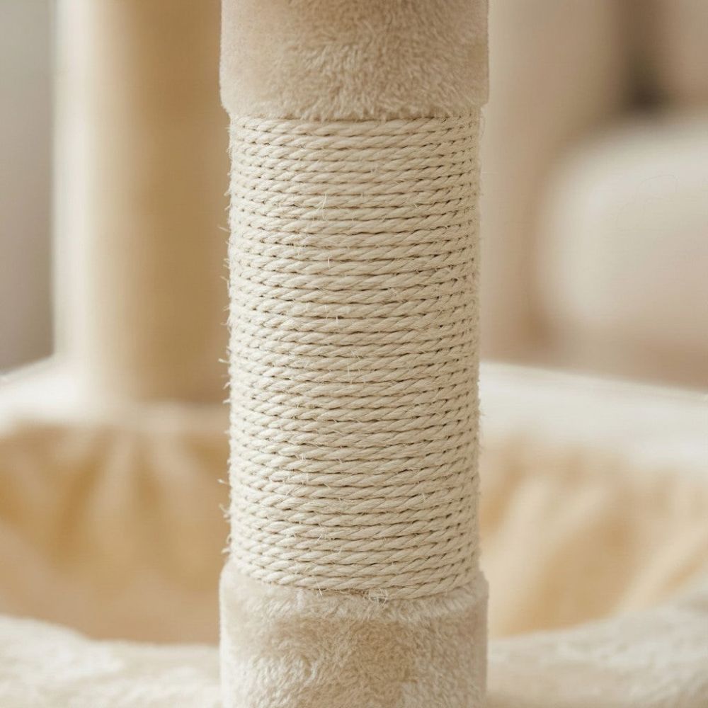 Arbre à Chat Beige avec Trou de Passage 164cm