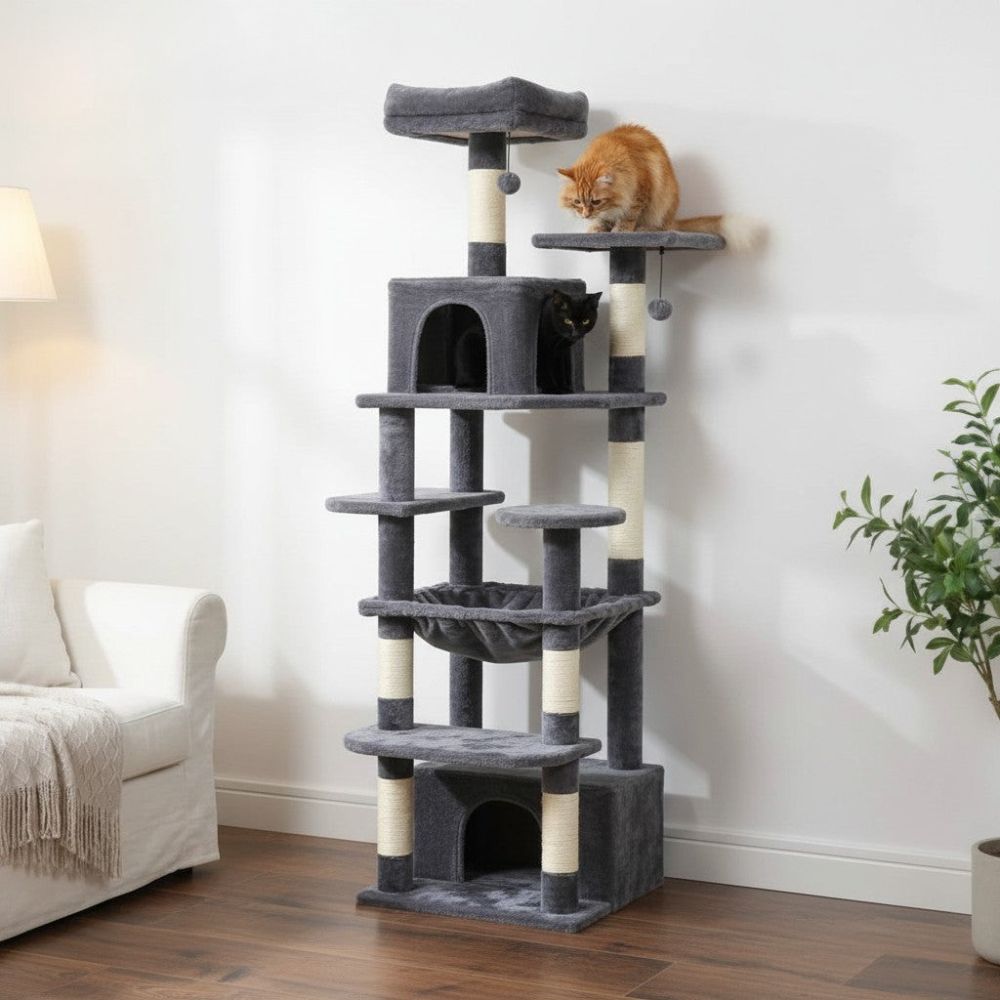 Arbre à Chat Beige avec Trou de Passage 164cm