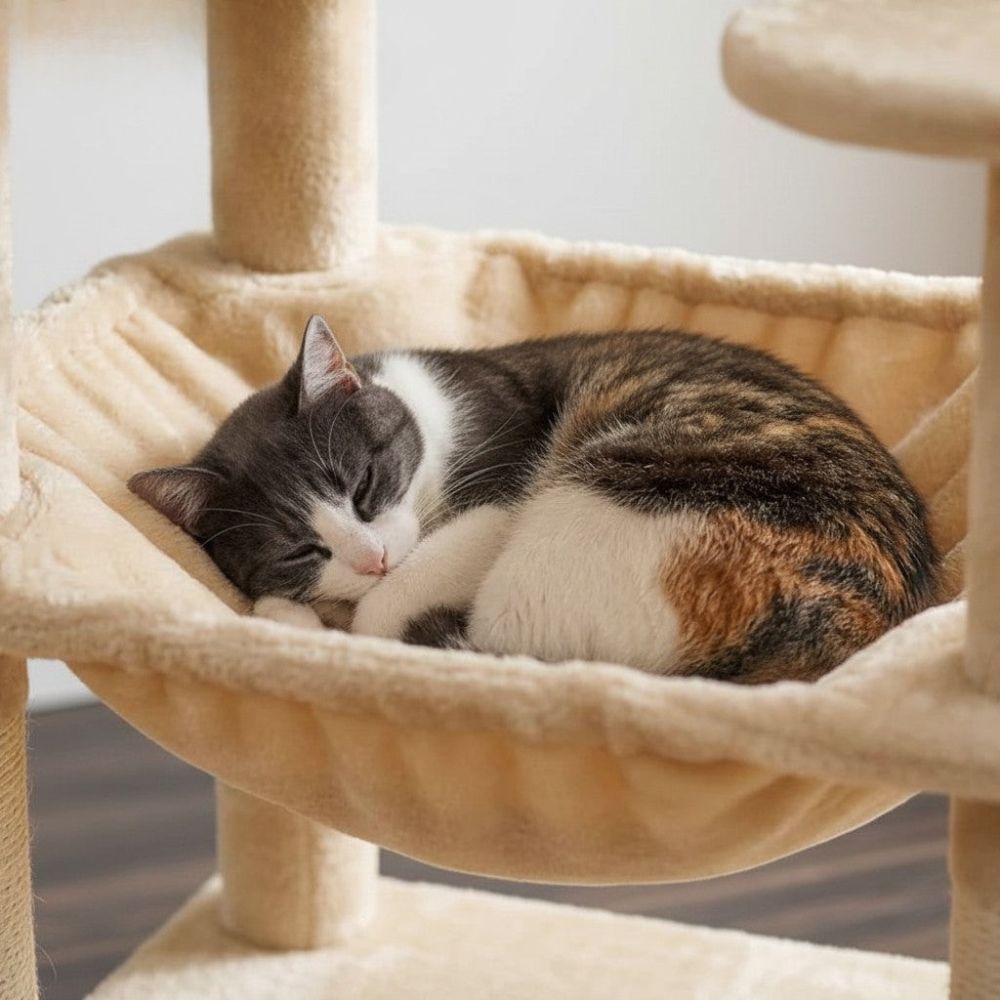 Arbre à Chat Beige avec Trou de Passage 164cm