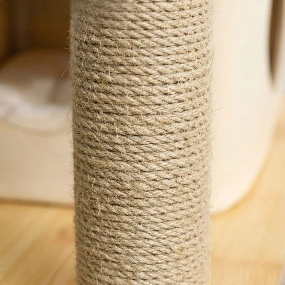 Arbre à Chat Beige et Bois Naturel 130cm