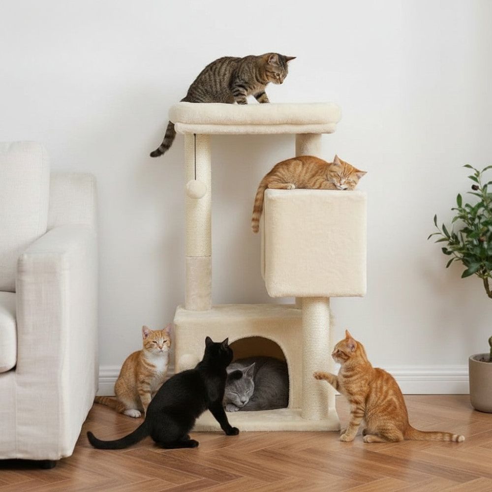 Arbre à Chat Beige Format Compact Économique 80cm