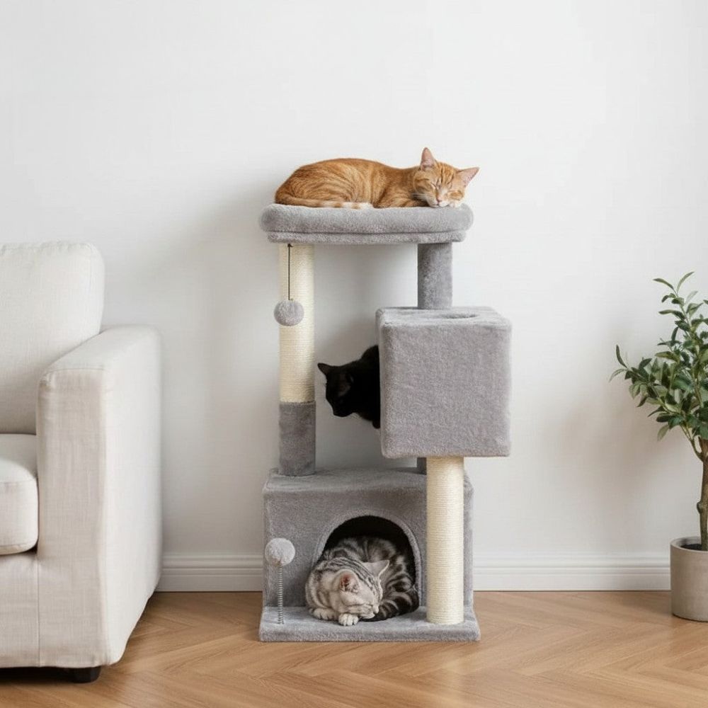 Arbre à Chat Beige Format Compact Économique 80cm