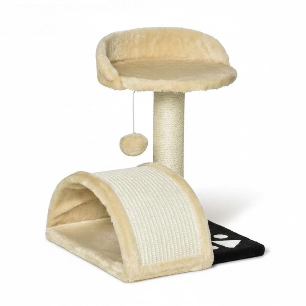 Arbre à Chat Beige Minimaliste 1 Pied 46cm