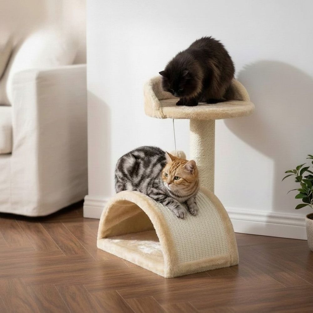 Arbre à Chat Beige Minimaliste 1 Pied 46cm