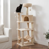 Arbre à Chat Beige Robuste Multi-Chats 140cm