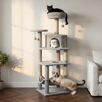 Arbre à Chat Beige Robuste Multi-Chats 140cm
