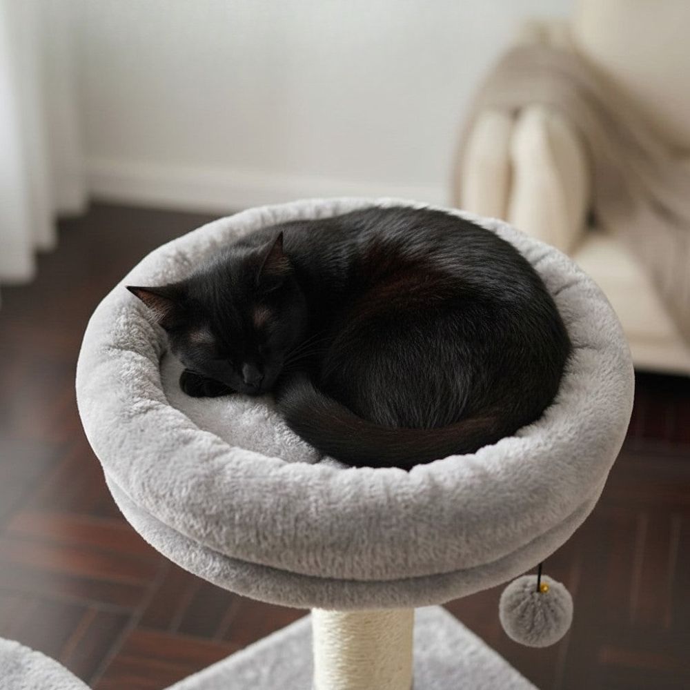 Arbre à Chat Beige Robuste Multi-Chats 140cm