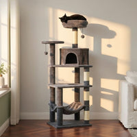 Arbre à Chat Beige Robuste Multi-Chats 140cm