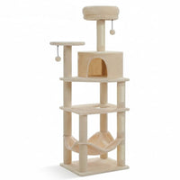 Arbre à Chat Beige Robuste Multi-Chats 140cm