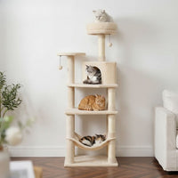 Arbre à Chat Beige Robuste Multi-Chats 140cm