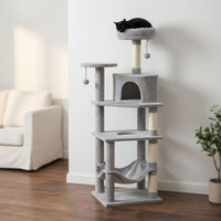 Arbre à Chat Beige Robuste Multi-Chats 140cm