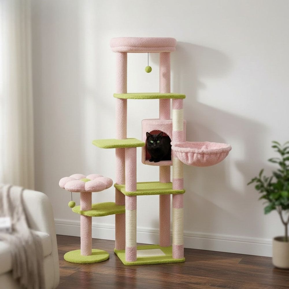 Arbre à Chat Beige XXL Base Généreuse pour Gros Chat