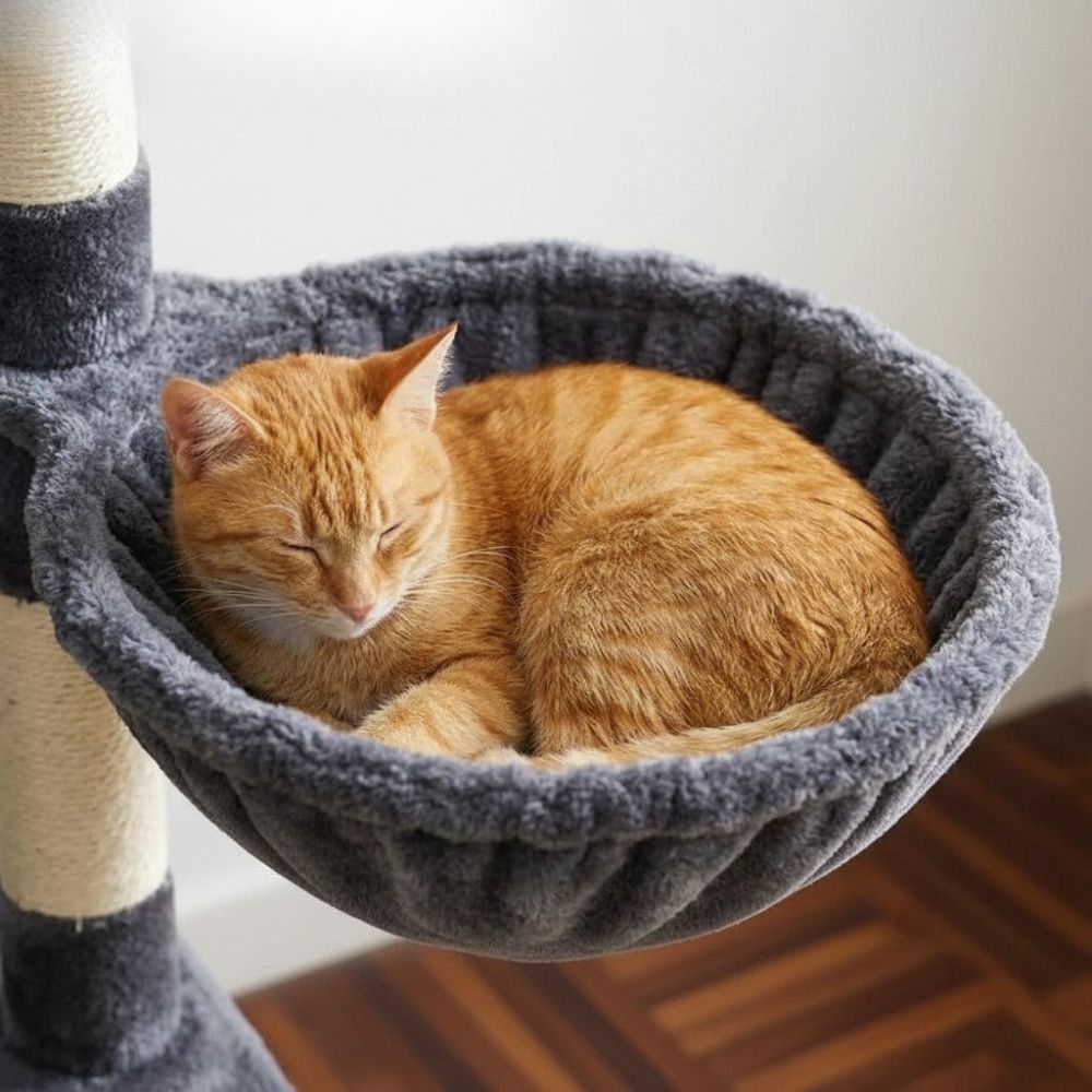 Arbre à Chat Beige XXL Base Généreuse pour Gros Chat