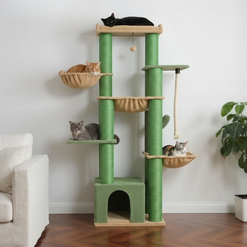 Arbre à Chat Beige XXL Grande Hauteur 170cm