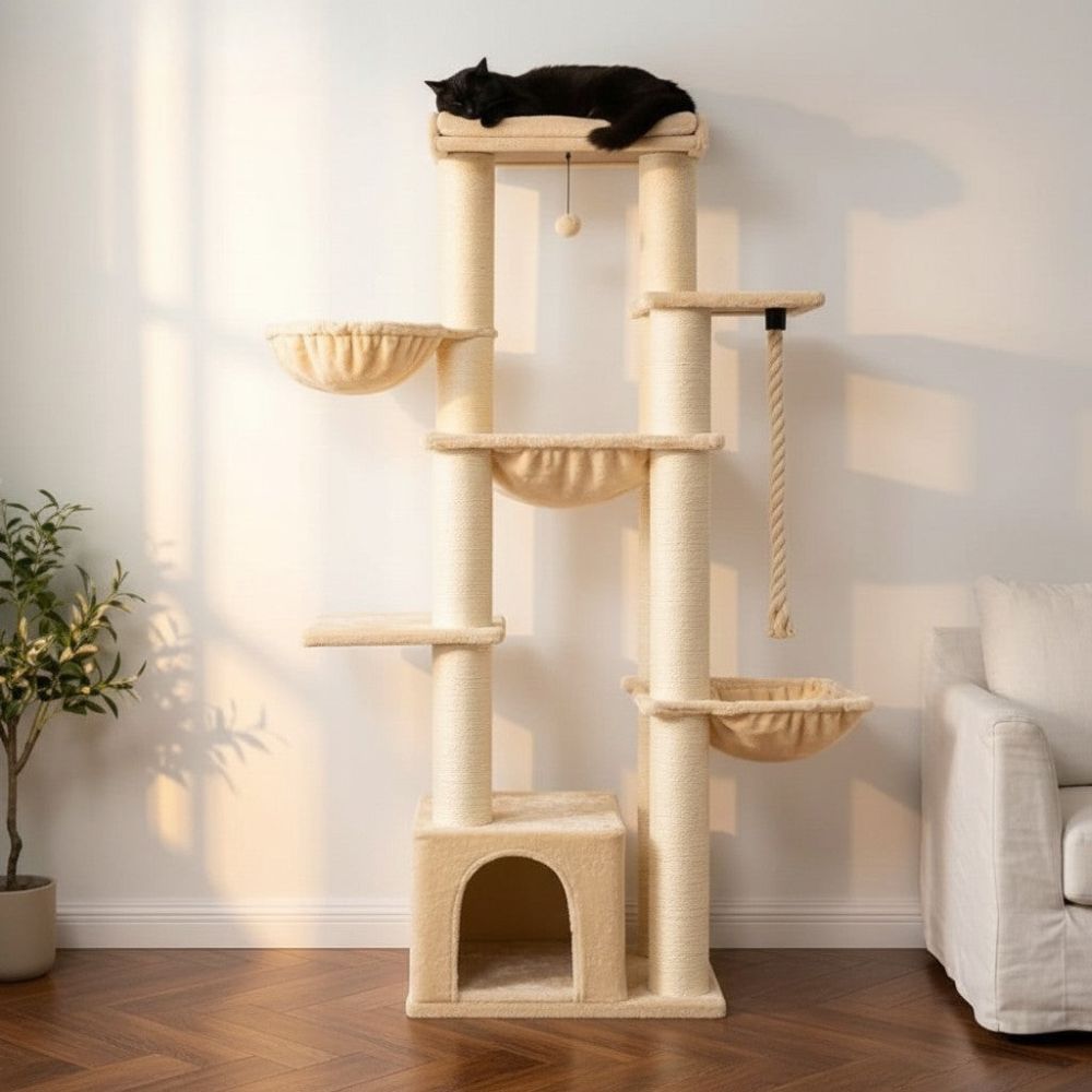 Arbre à Chat Beige XXL Grande Hauteur 170cm